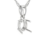 Rhodium Over Sterling Silver 8x6mm Oval Semi-Mount Solitaire Pendant With Chain