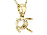 14k Yellow Gold 8x8mm Round Semi-Mount Solitaire Pendant With Chain