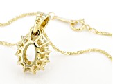 10k Yellow Gold 8x6mm Oval Semi-Mount With White Zircon Halo Pendant With Chain