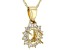 14k Yellow Gold 8x6mm Oval Semi-Mount With White Zircon Halo Pendant With Chain