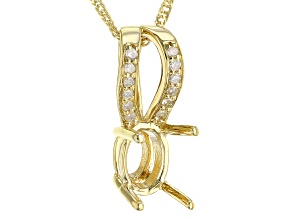 10k Yellow Gold 7x5mm Oval Semi-Mount With White Diamond Pendant With Chain
