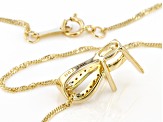 14k Yellow Gold 7x5mm Oval Semi-Mount With White Diamond Pendant With Chain