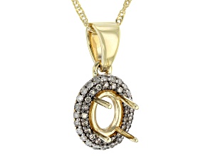 10k Yellow Gold 7x5mm Oval Semi-Mount With White & Champagne Diamond Pendant/Chain