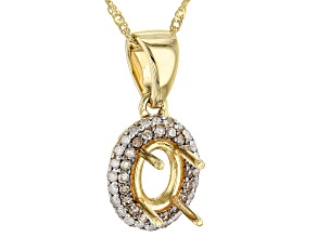 14k Yellow Gold 7x5mm Oval Semi-Mount With White & Champagne Diamond Pendant/Chain