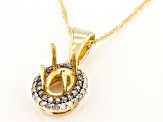 14k Yellow Gold 7x5mm Oval Semi-Mount With White & Champagne Diamond Pendant/Chain