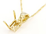 10k Yellow Gold 7x5mm Emerald Cut Semi-Mount Solitaire Pendant With Chain