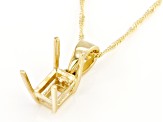 14k Yellow Gold 7x5mm Emerald Cut Semi-Mount Solitaire Pendant With Chain