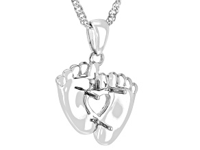 Rhodium Over Sterling Silver 6mm Heart Semi-Mount Pendant With Chain