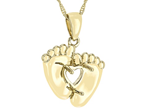 10k Yellow Gold 6mm Heart Semi-Mount Pendant With Chain