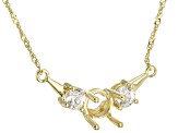 10k Yellow Gold 6x6mm Round Semi-Mount With White Zircon 18" Necklace 0.68ctw