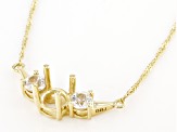 10k Yellow Gold 6x6mm Round Semi-Mount With White Zircon 18" Necklace 0.68ctw