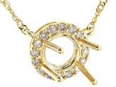 14k Yellow Gold 6x6mm Round Semi-Mount With White Diamond Halo 18" Necklace