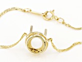 14k Yellow Gold 6x6mm Round Semi-Mount With White Diamond Halo 18" Necklace