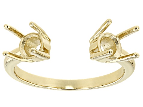 14k Yellow Gold 5mm Round Double Semi-Mount Cuff Ring