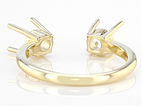 14k Yellow Gold 5mm Round Double Semi-Mount Cuff Ring