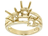 14k Yellow Gold 5mm Round 3-Stone Semi-Mount Ring