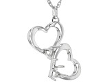 Rhodium Over Sterling Silver 5mm Heart Semi-Mount Heart Pendant With Chain