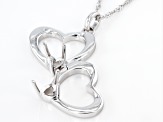 Rhodium Over Sterling Silver 5mm Heart Semi-Mount Heart Pendant With Chain