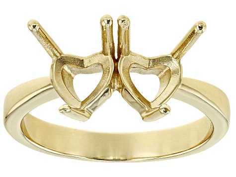 10k Yellow Gold 6mm Heart Semi-Mount 2-Stone Ring