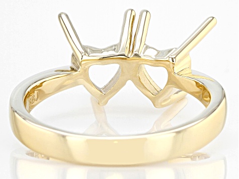 10k Yellow Gold 6mm Heart Semi-Mount 2-Stone Ring
