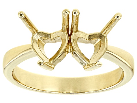 14k Yellow Gold 6mm Heart Semi-Mount 2-Stone Ring