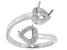 Rhodium Over Sterling Silver 5mm Heart Semi-Mount And 0.20ctw White Zircon Bypass Ring