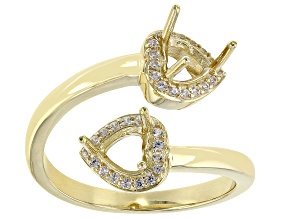 10k Yellow Gold 5mm Heart Semi-Mount And 0.20ctw White Zircon Bypass Ring