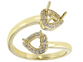 10k Yellow Gold 5mm Heart Semi-Mount And 0.20ctw White Zircon Bypass Ring