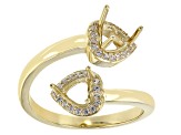 14k Yellow Gold 5mm Heart Semi-Mount And 0.20ctw White Zircon Bypass Ring