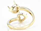 14k Yellow Gold 5mm Heart Semi-Mount And 0.20ctw White Zircon Bypass Ring