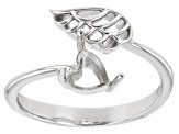 Rhodium Over Sterling Silver 6mm Heart Semi-Mount Bypass Ring