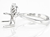 Rhodium Over Sterling Silver 6mm Heart Semi-Mount Bypass Ring