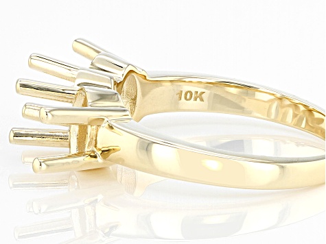 10k Yellow Gold 7x5mm Oval Semi-Mount 3-Stone Ring