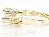 14k Yellow Gold 7x5mm Oval Semi-Mount 3-Stone Ring