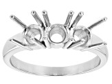 Rhodium Over Sterling Silver 5mm Round Semi-Mount 3-Stone Ring