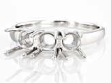 Rhodium Over Sterling Silver 5mm Round Semi-Mount 3-Stone Ring