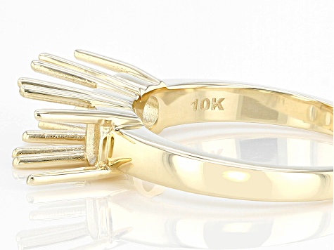 10k Yellow Gold 5mm Round Semi-Mount 3-Stone Ring