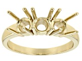 14k Yellow Gold 5mm Round Semi-Mount 3-Stone Ring