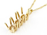 10k Yellow Gold 5mm Round Semi-Mount 3-Stone Pendant With Chain