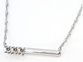 Rhodium Over Sterling Silver 3mm Round Inlay 3-Stone 18-19" Semi-Mount Bar Necklace