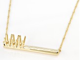 10k Yellow Gold 3mm Round Inlay 3-Stone 18-19" Semi-Mount Bar Necklace