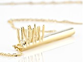10k Yellow Gold 3mm Round Inlay 3-Stone 18-19" Semi-Mount Bar Necklace