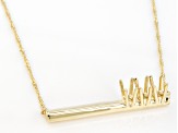 14k Yellow Gold 3mm Round Inlay 3-Stone 18-19" Semi-Mount Bar Necklace