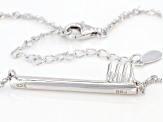Rhodium Over Sterling Silver 3mm Round Inlay 2-Stone 18-19" Semi-Mount Bar Necklace