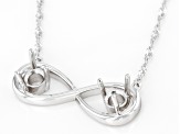 Rhodium Over Sterling Silver 5mm Round Semi-Mount 18-19" Infinity Necklace