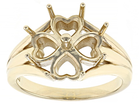 10k Yellow Gold 6mm Heart Semi-Mount Ring