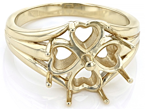 10k Yellow Gold 6mm Heart Semi-Mount Ring