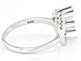 Rhodium Over Sterling Silver 3-Stone Round Semi-Mount Ring