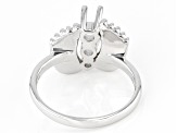 Rhodium Over Sterling Silver 3-Stone Round Semi-Mount Ring