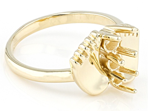 10k Yellow Gold 3-Stone Round Semi-Mount Ring